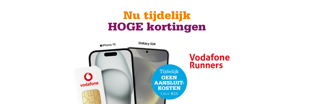 Hoge kortingen op Sim Only en smartphones met Vodafone Runners