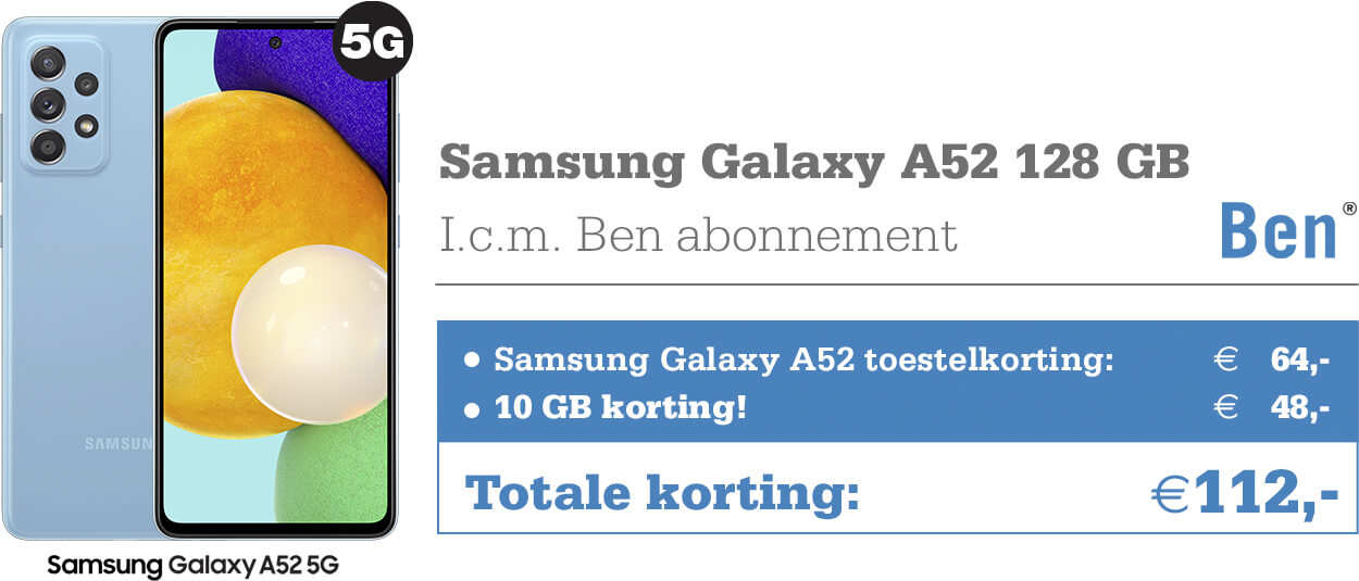 Ben Samsung Galaxy A52 10 GB Korting