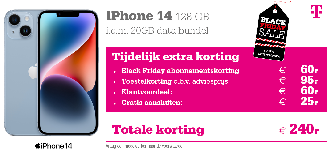 Kortingstabel Black Friday Tmobile iPhone 14