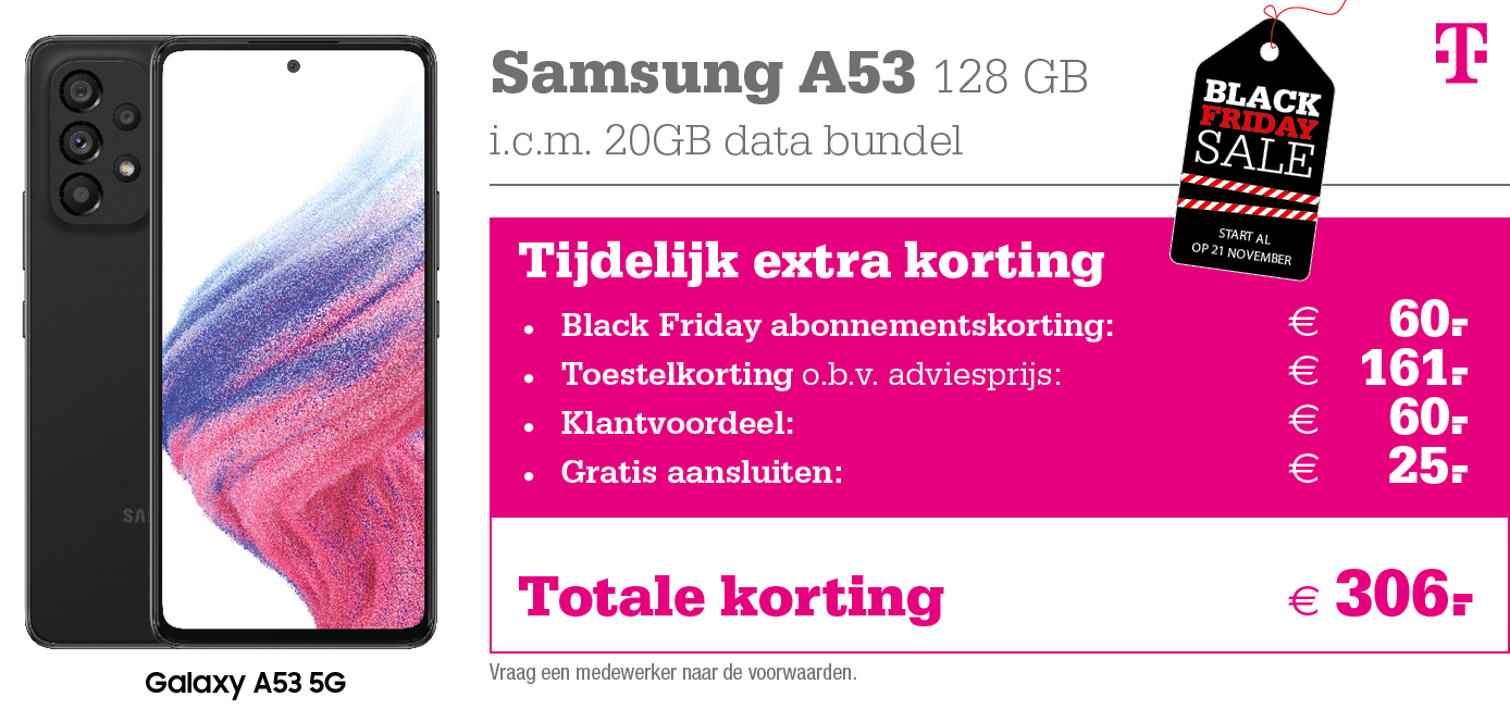 Kortingstabel Black Friday Tmobile A53