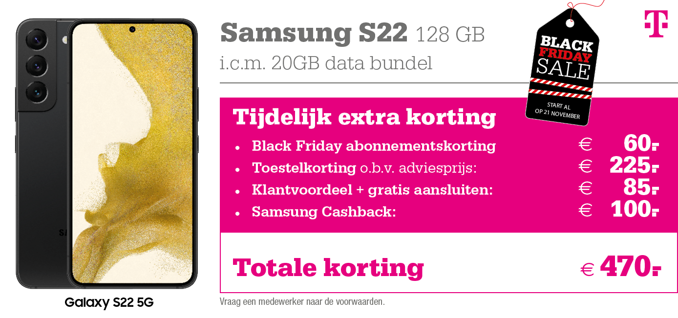 Kortingstabel Black Friday Tmobile S22