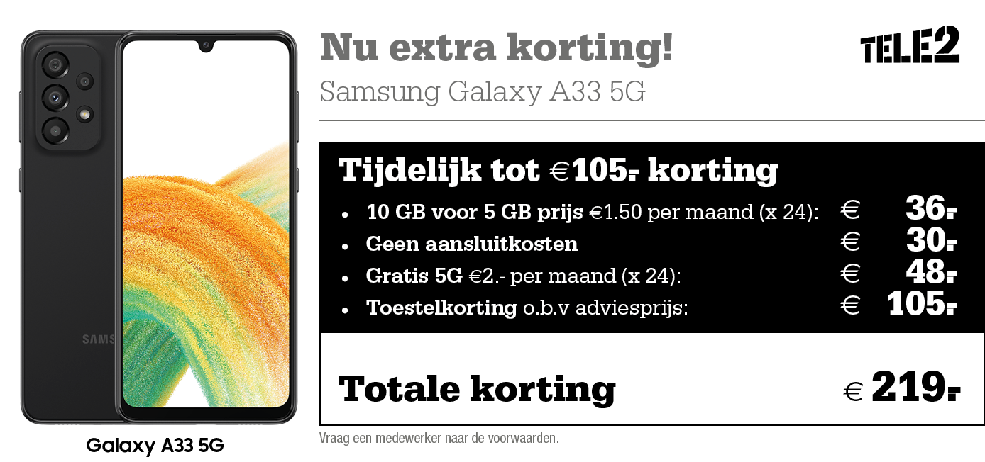 Samsung Galaxy A33 Tele2 aanbieding