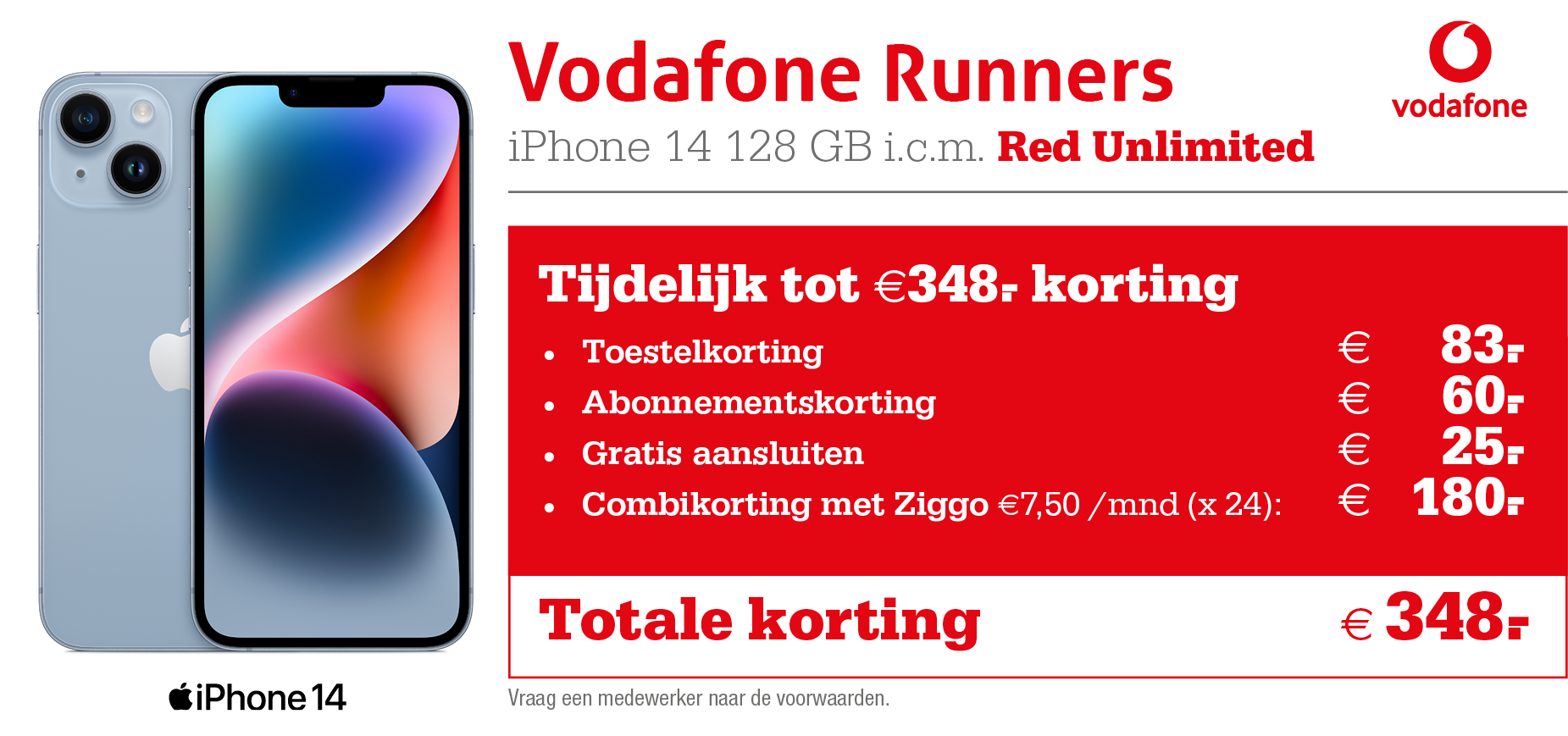 iPhone 14 aanbieding Vodaofne Runners korting