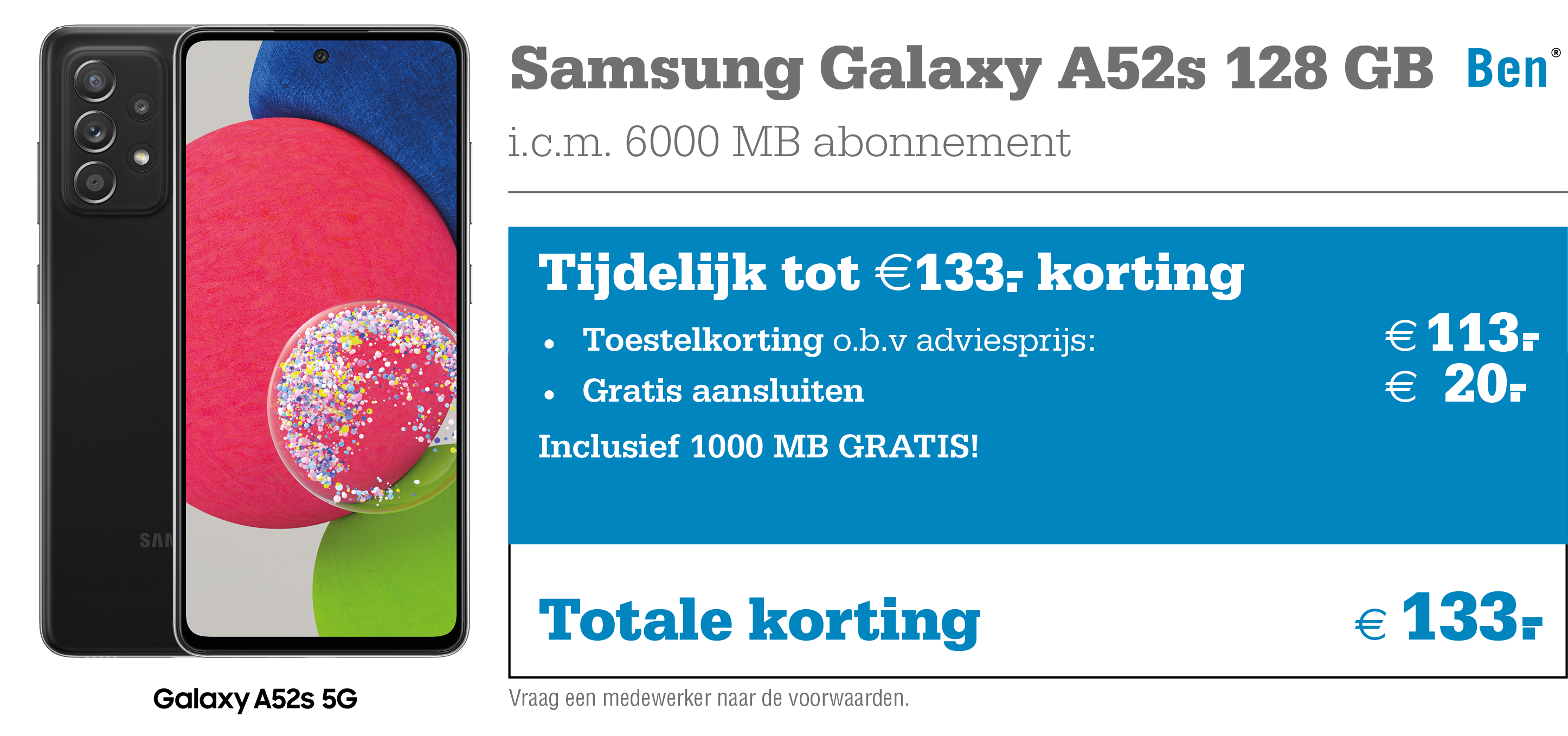 Samsung Galaxy A52s kortingstabel