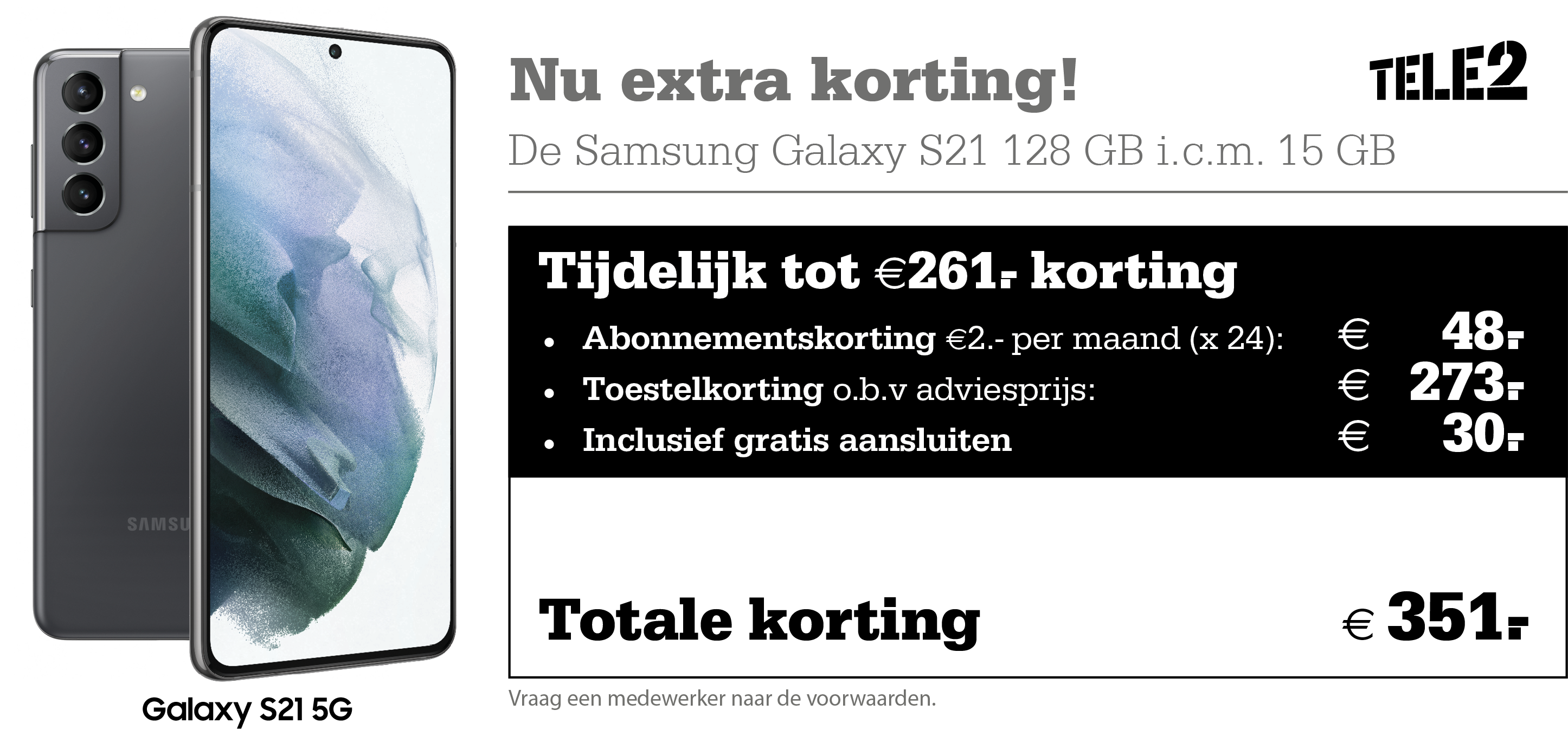 Profiteer bij Telecombinatie nu van extra voordeel op Tele2-Mobiel! Want je profiteert tijdelijk van extra scherpe prijzen, zoals €2,- korting per maand en extra data!