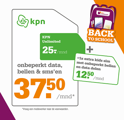 KPN Unlimited kind abonnement Back to School Sim Only