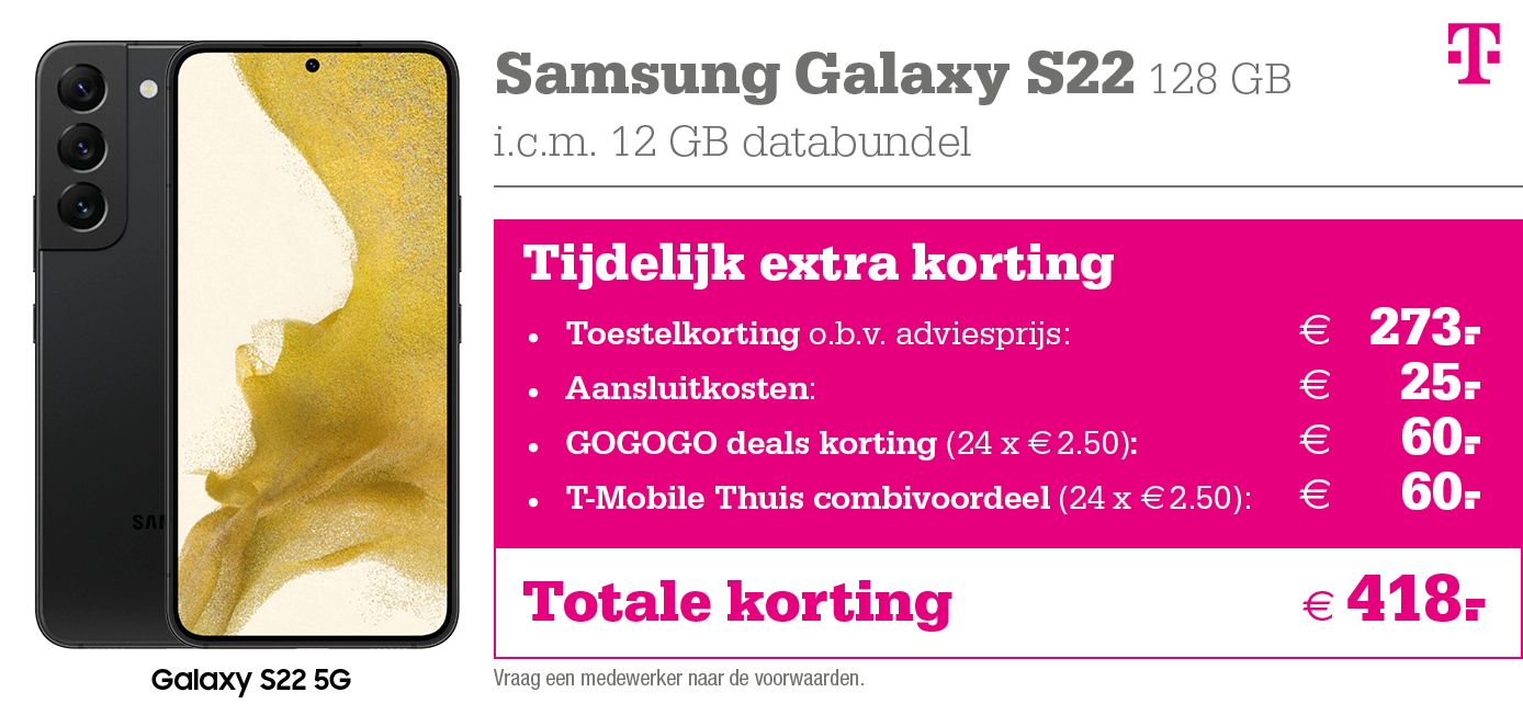 T-Mobile kortingstabel Samsung S22