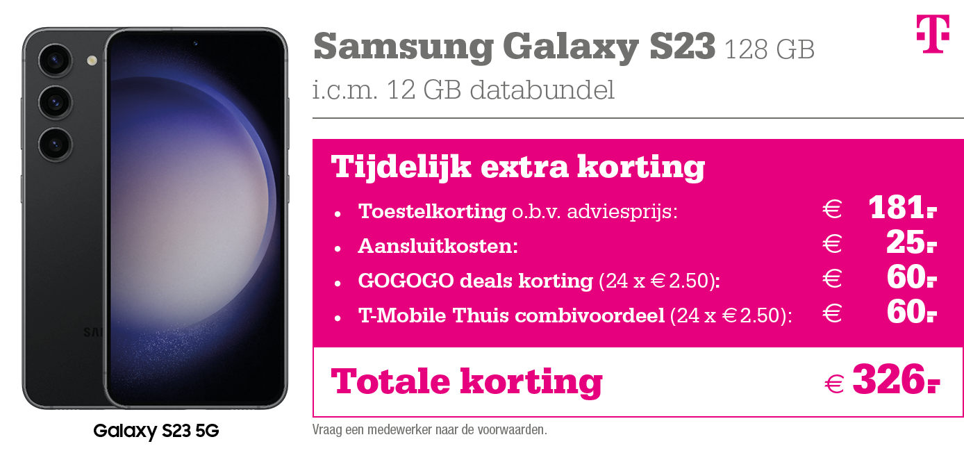 T-Mobile kortingstabel Samsung S23