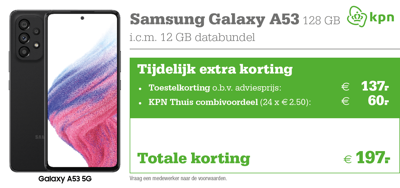 KPN kortingstabel Samsung A53