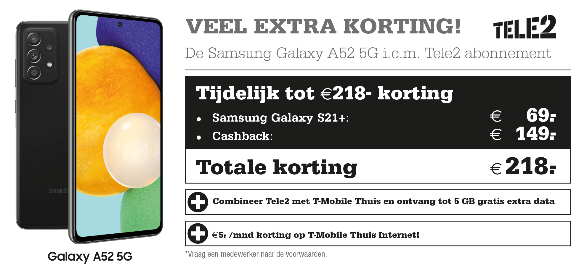 Tele2 Extra korting op de Samsung A52