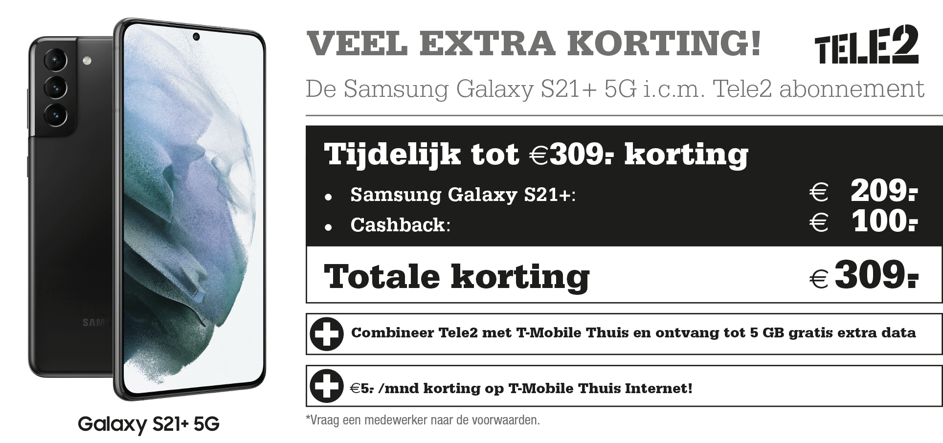 Tele2 Extra korting op de Samsung S21+