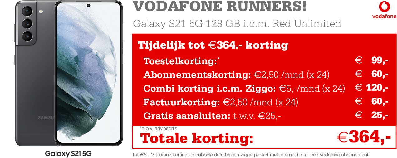 Vodafone Runners Samsung Galaxy S21 korting