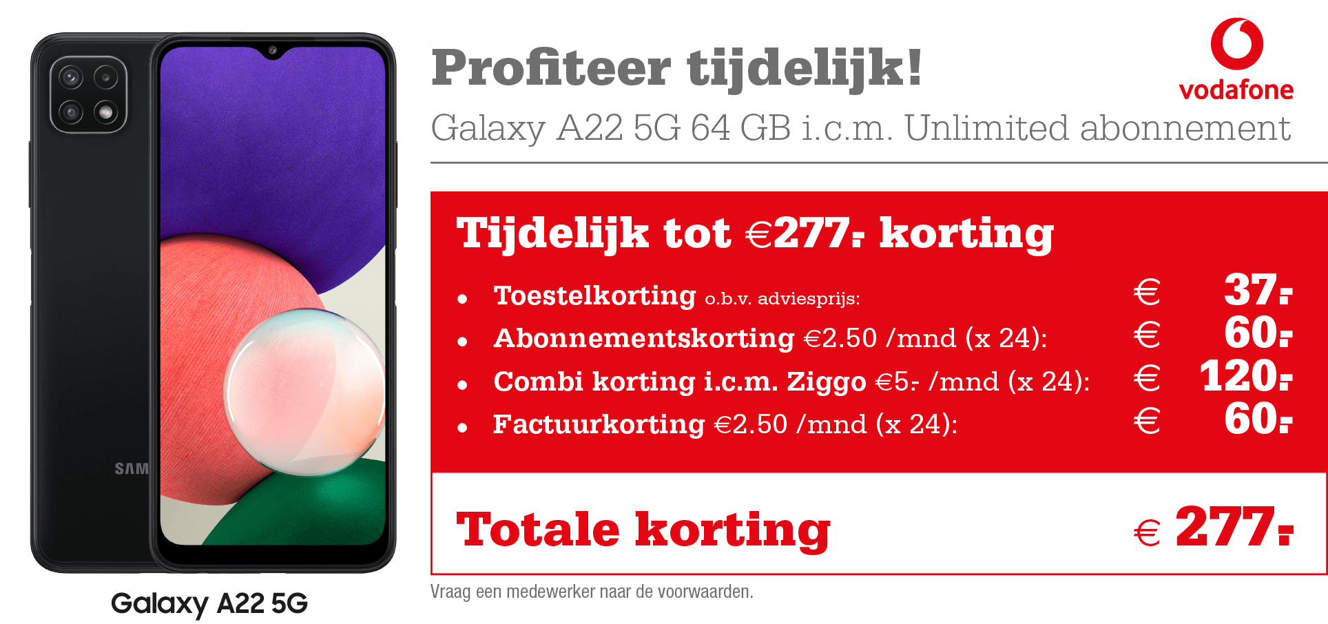 Vodafone Samsung Galaxy A22 aanbieding