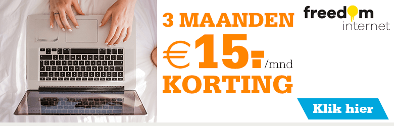 Freedom Internet nu drie maanden €15,- korting per maand!