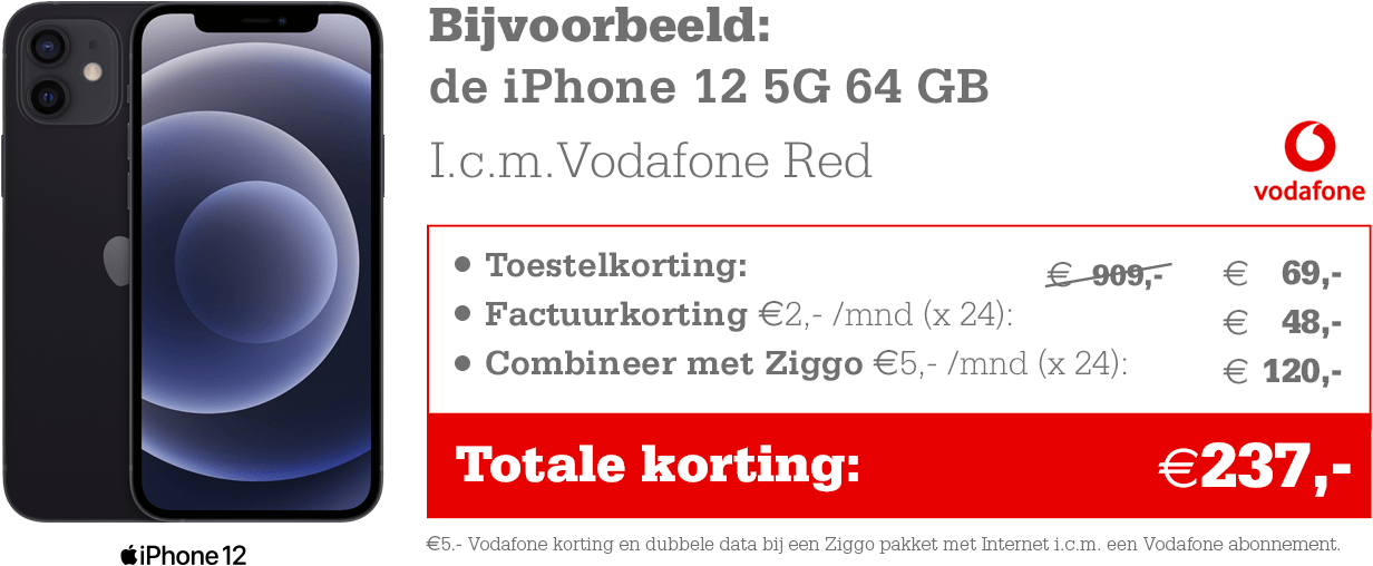 Tot €237,- korting op de gloednieuwe iPhone Vodafone Red | Telecombinatie