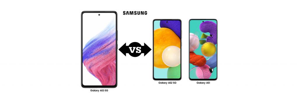 vergelijk de Samsung A53 , A52 en A51