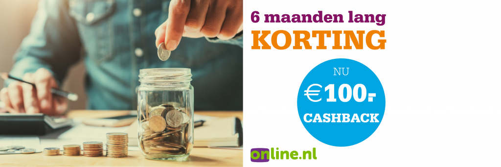 Online.nl 6 maanden korting en €100 cashback