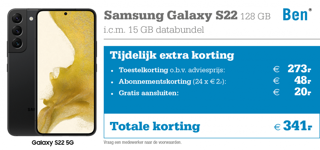 BEN Kortingstabel Samsung Galaxy S22