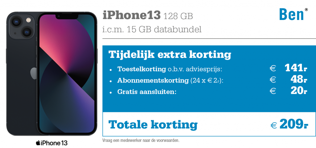 BEN kortingstabel iPhone 13
