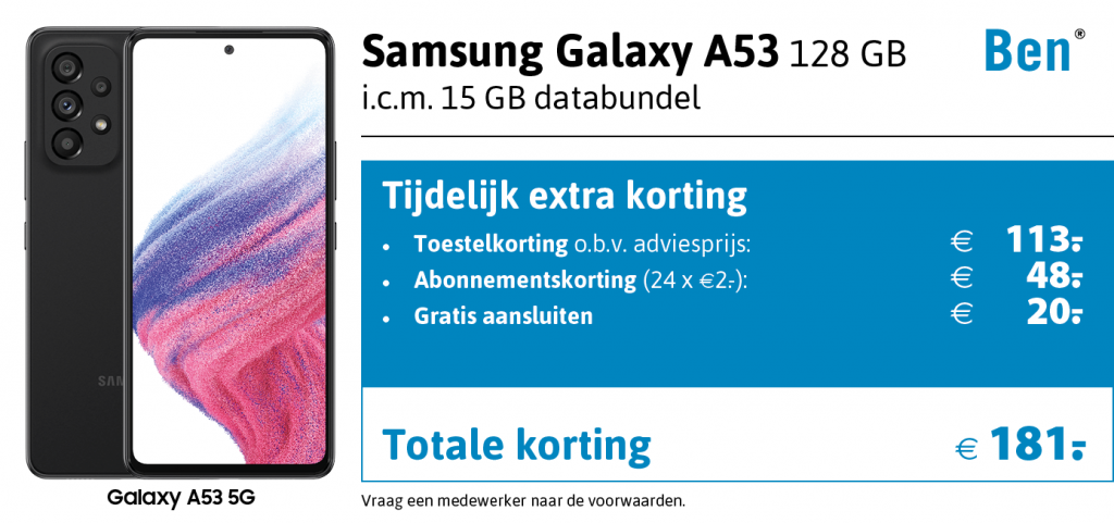 BEN Kortingstabel Samsung Galaxy A53