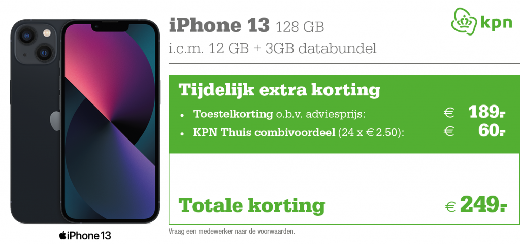 Kortingstabel KPN iPhone 13