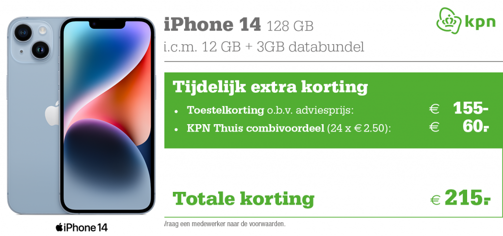 Kortingstabel KPN iPhone 14