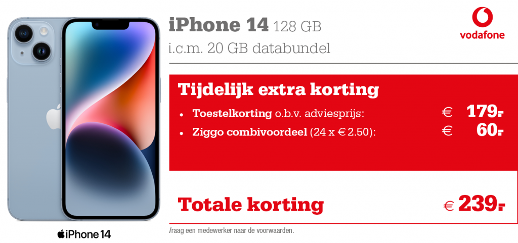 vodafone kortingstabel iphone 14