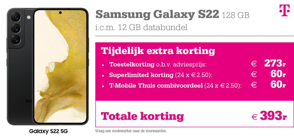 kortingstabel T-Mobile Samsung Galaxy S22
