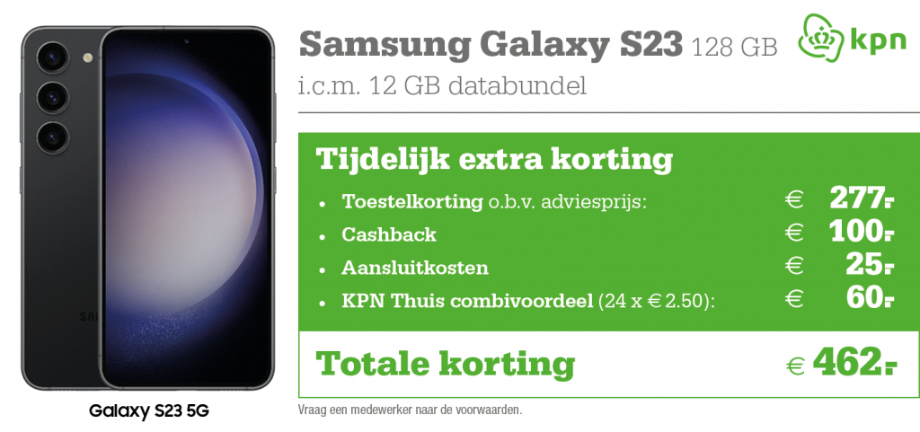 Kortingstabel KPN Samsung Galaxy S23