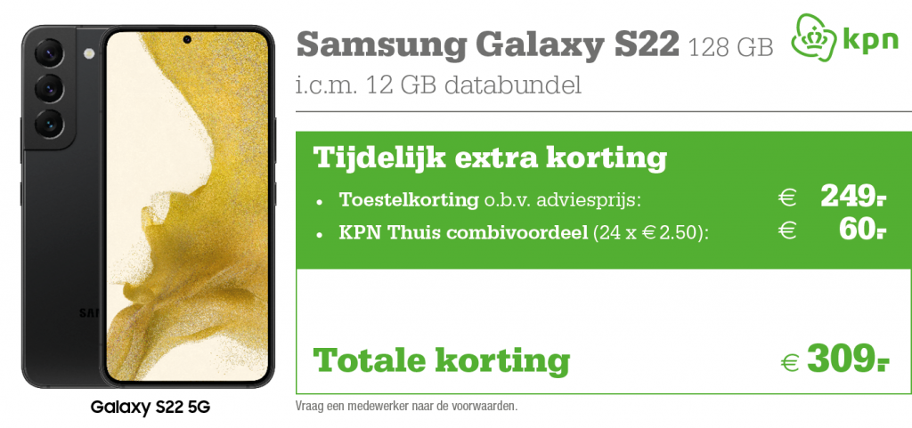 Kortingstabel KPN Samsung Galaxy S22