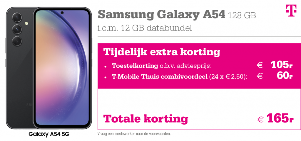 kortingstabel T-Mobile Samsung Galaxy A54