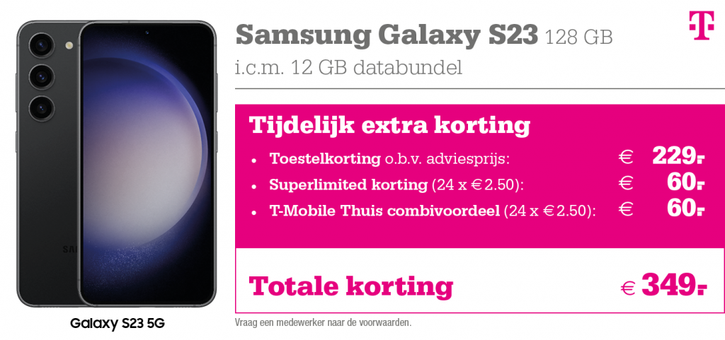 kortingstabel T-Mobile Samsung Galaxy S23
