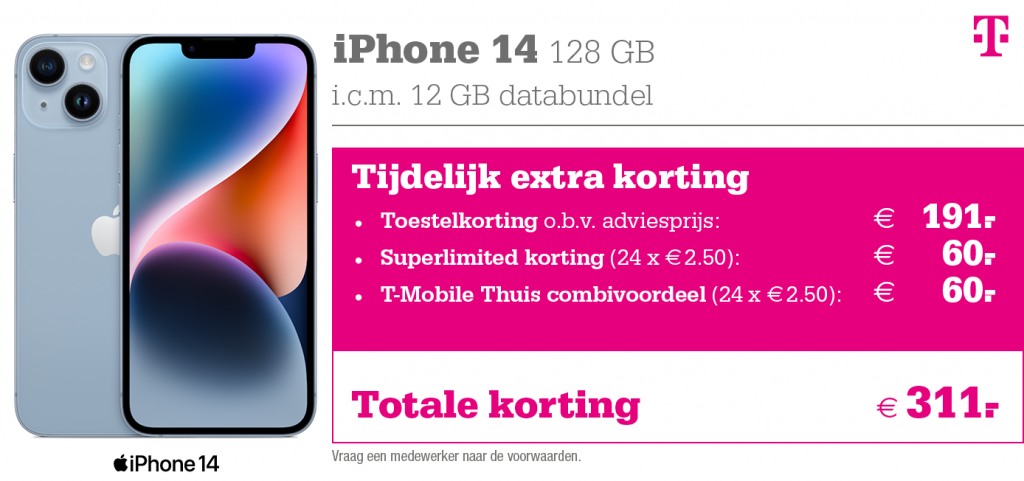 Kortingstabel T-Mobile iPhone 14