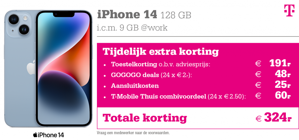 Kortingstabel T-Mobile @ work iPhone 14