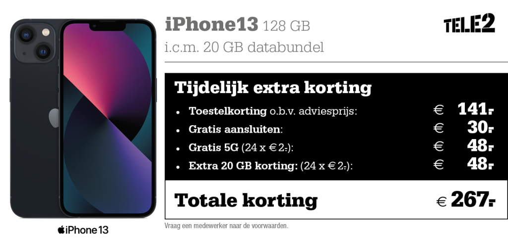 Kortingstabel Tele2 iPhone 13