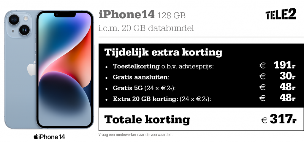 Kortingstabel Tele2 iPhone 14