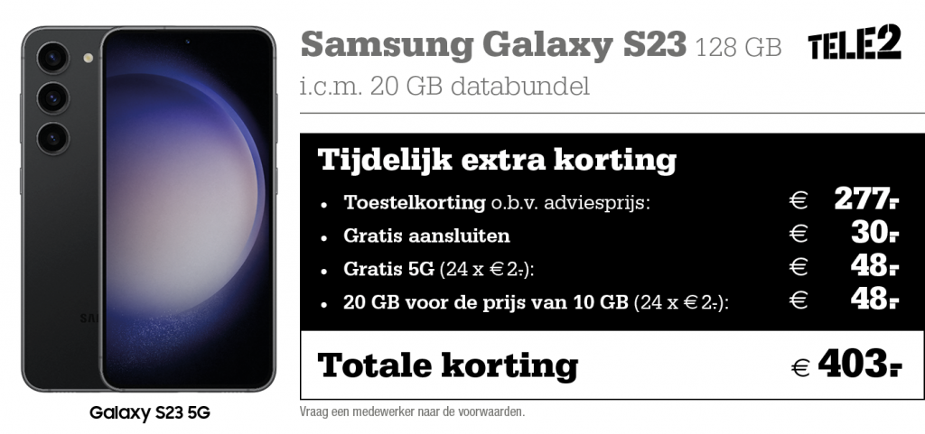 Kortingstabel S23 Tele2