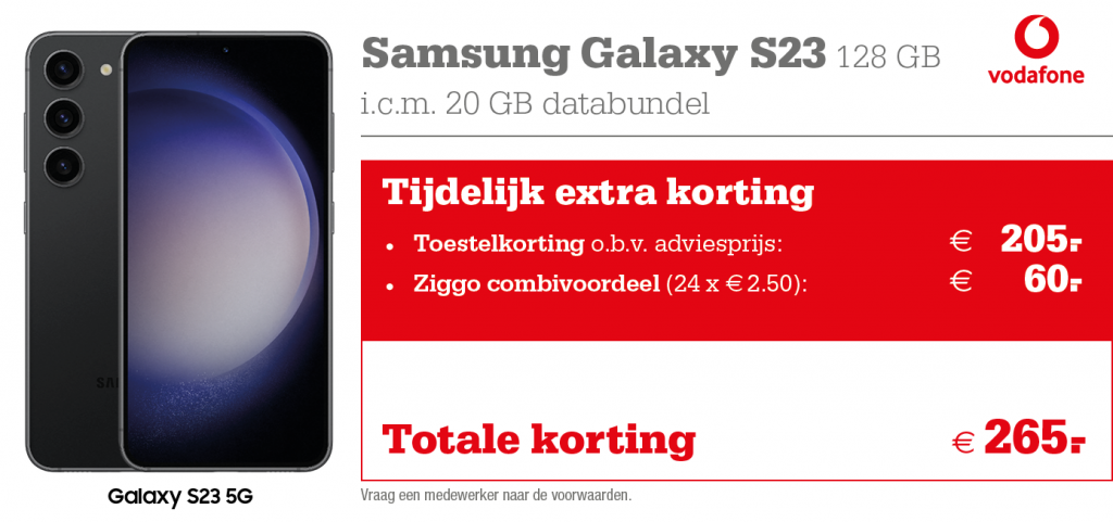 S23 Vodafone kortingstabel
