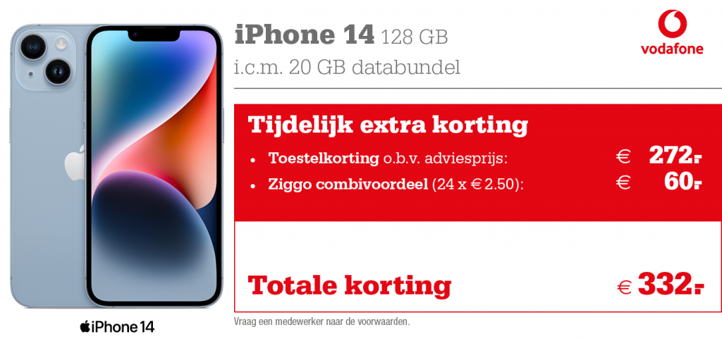 iPhone 14 Vodafone kortingstabel