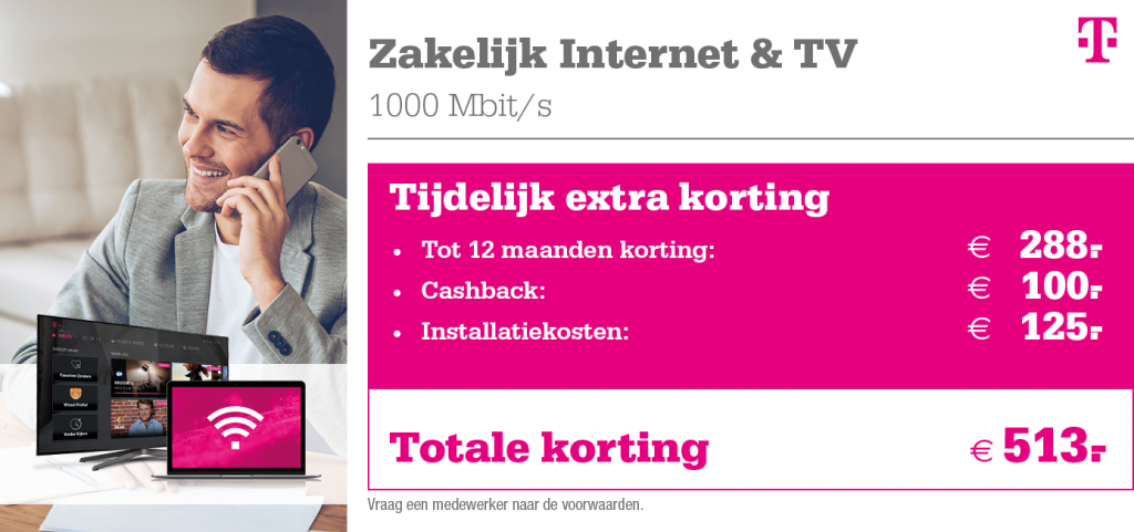 Kortingstabel zakelijk internet en TV T-Mobile