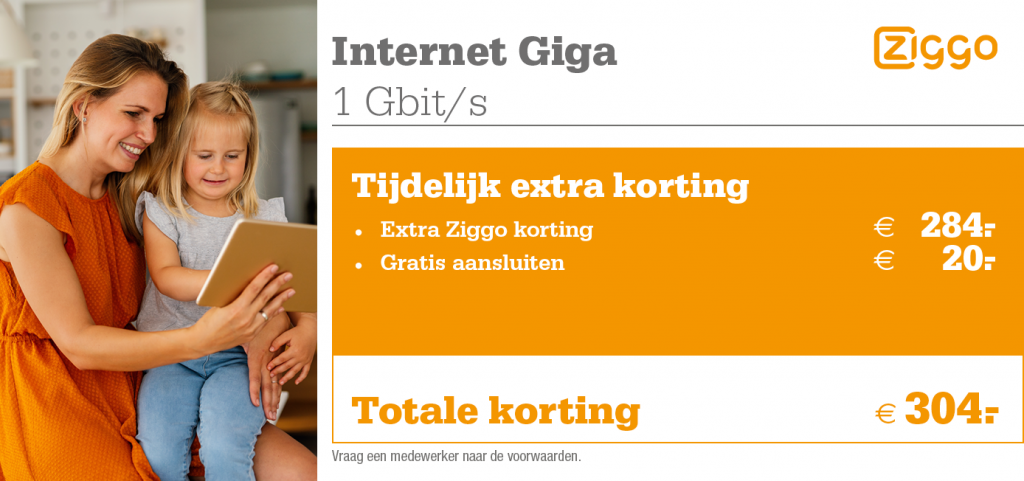 Kortingstabel Ziggo Internet Giga