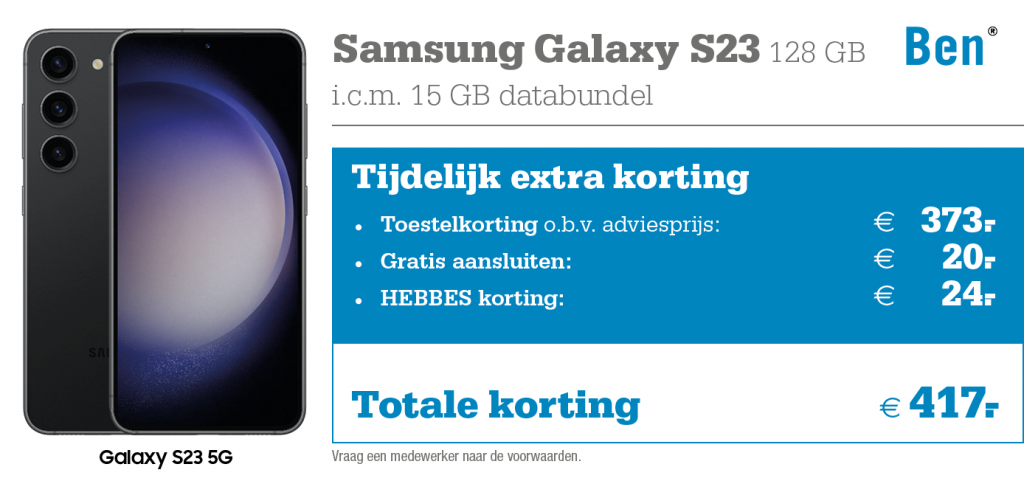 Kortingstabel S23 Ben