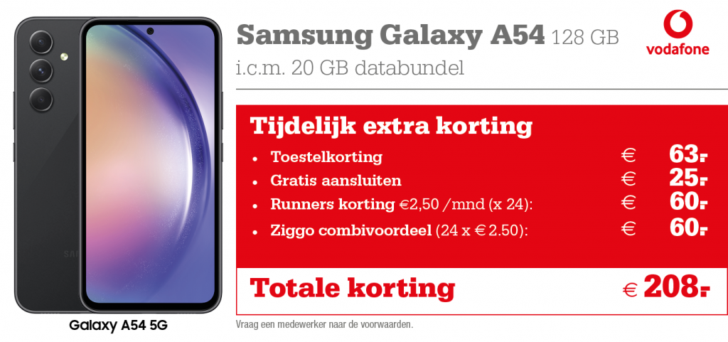 Kortingstabel Vodafone A54