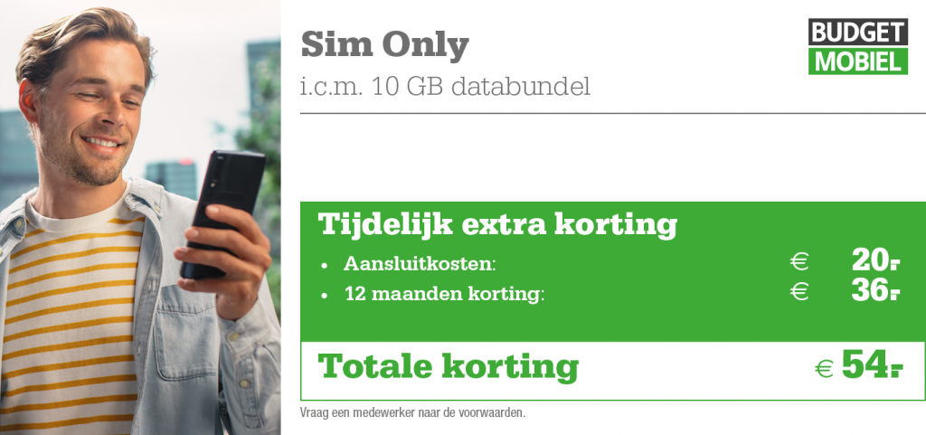 Budget mobiel kortingstabel Sim Only