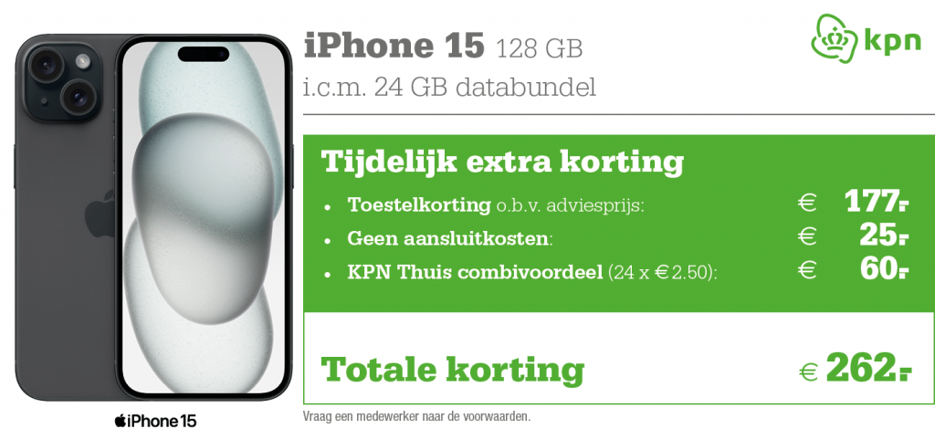 Kortingstabel iphone 15 KPN