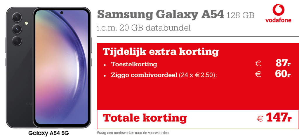 Samsung Galaxy A54 5G aanbieding Vodafone