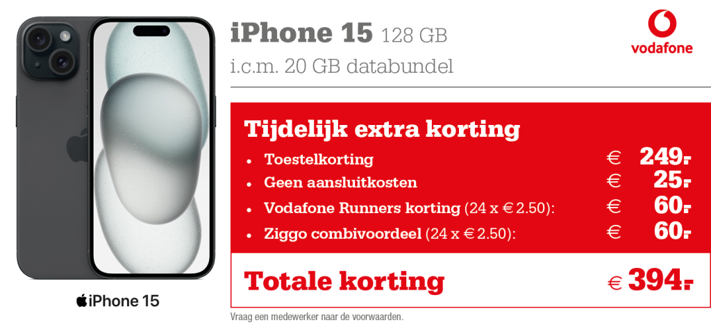 iPhone 15 aanbieding Vodafone Runners