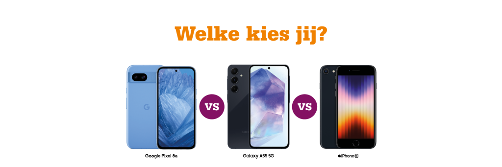Google Pixel 8a versus Samsung Galaxy A55 versus iPhone SE
