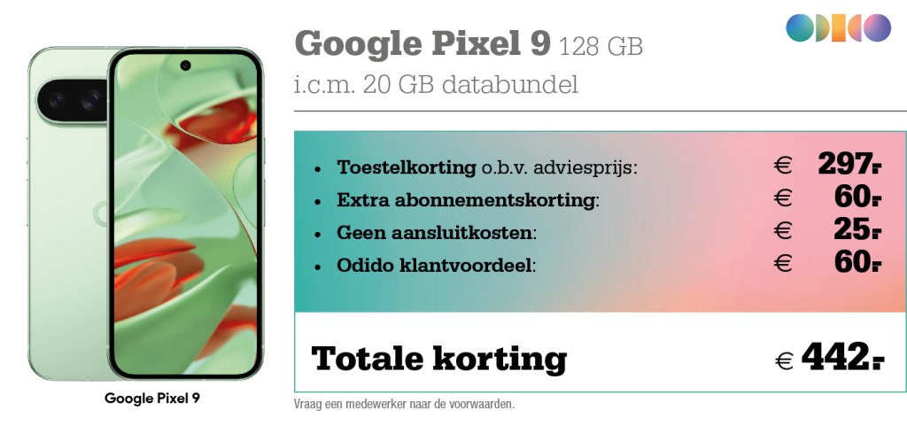 kortingstabel Google Pixel 9