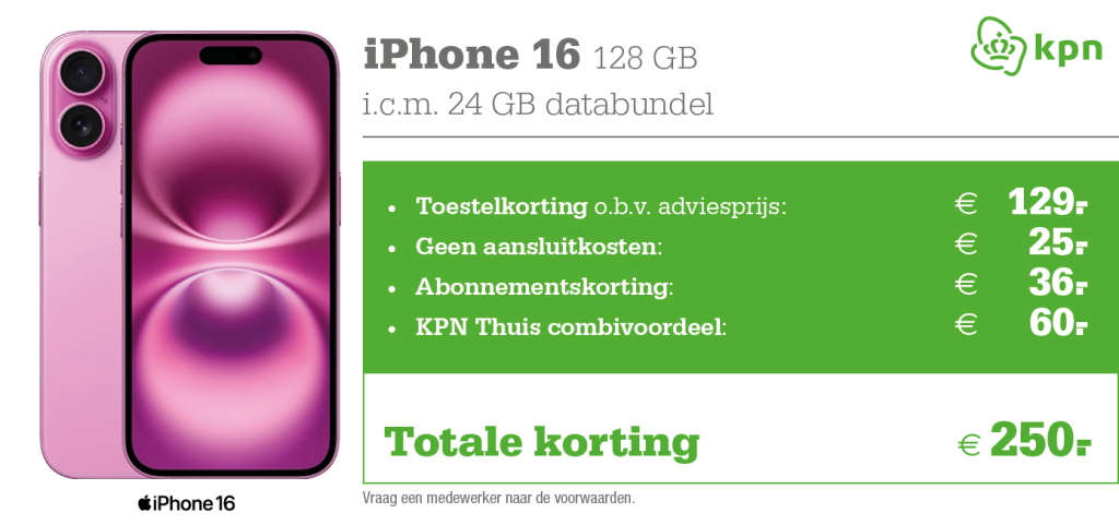 kortingstabel iphone 16 KPN